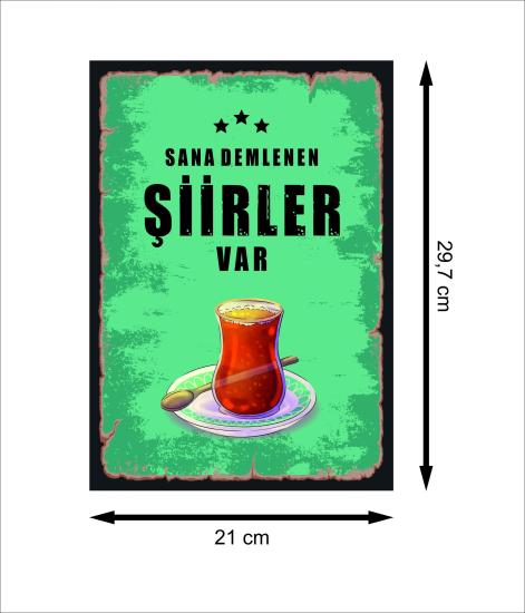 Sana Demlenen Şiirler Var Retro Ahşap Poster / Duvar Dekorasyon